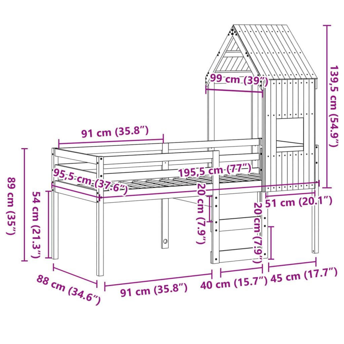 VIDAXL Lit haut sans matelas cire marron 90x190 cm bois de pin massif