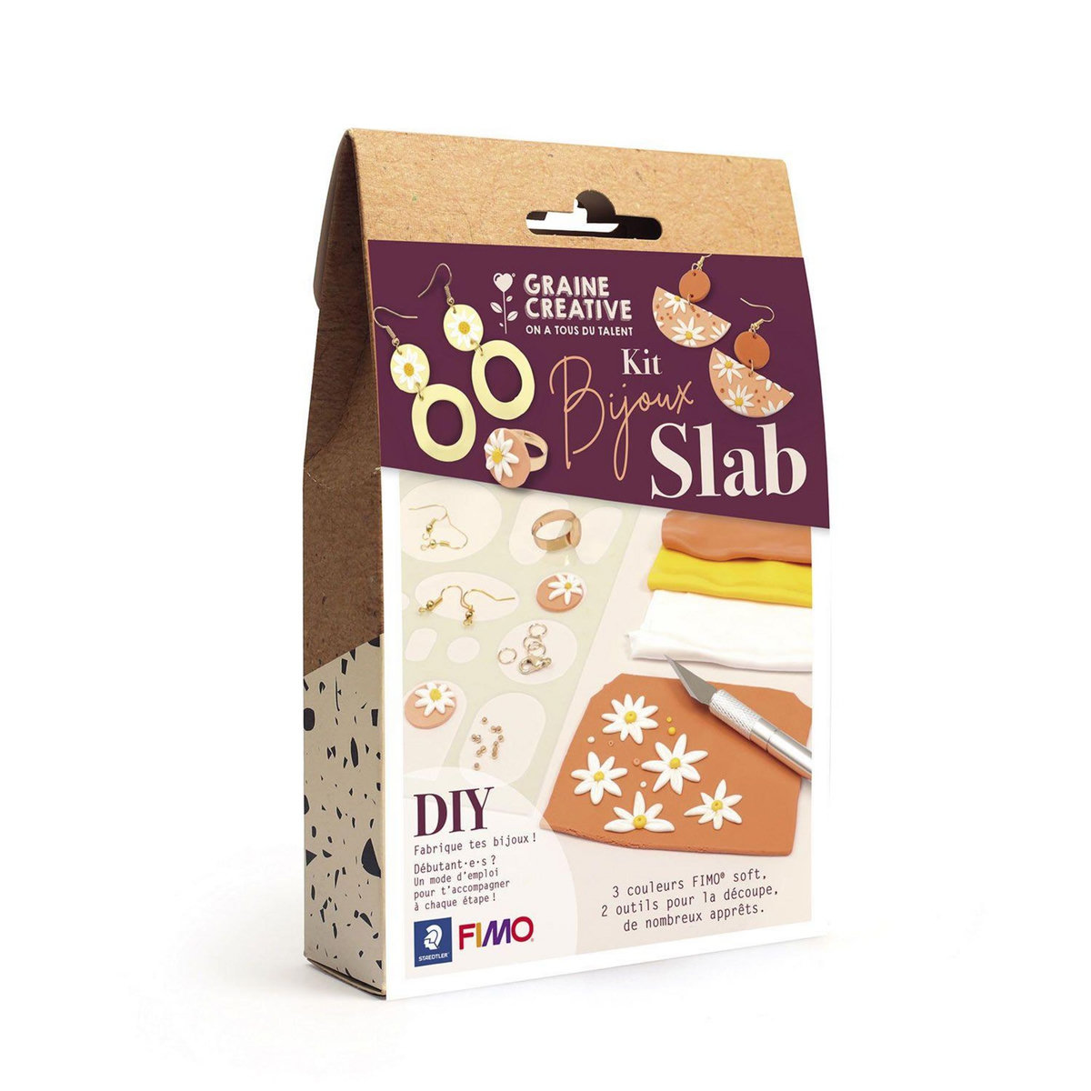 Graine créative Coffret DIY bijoux fleuris en pâte polymère