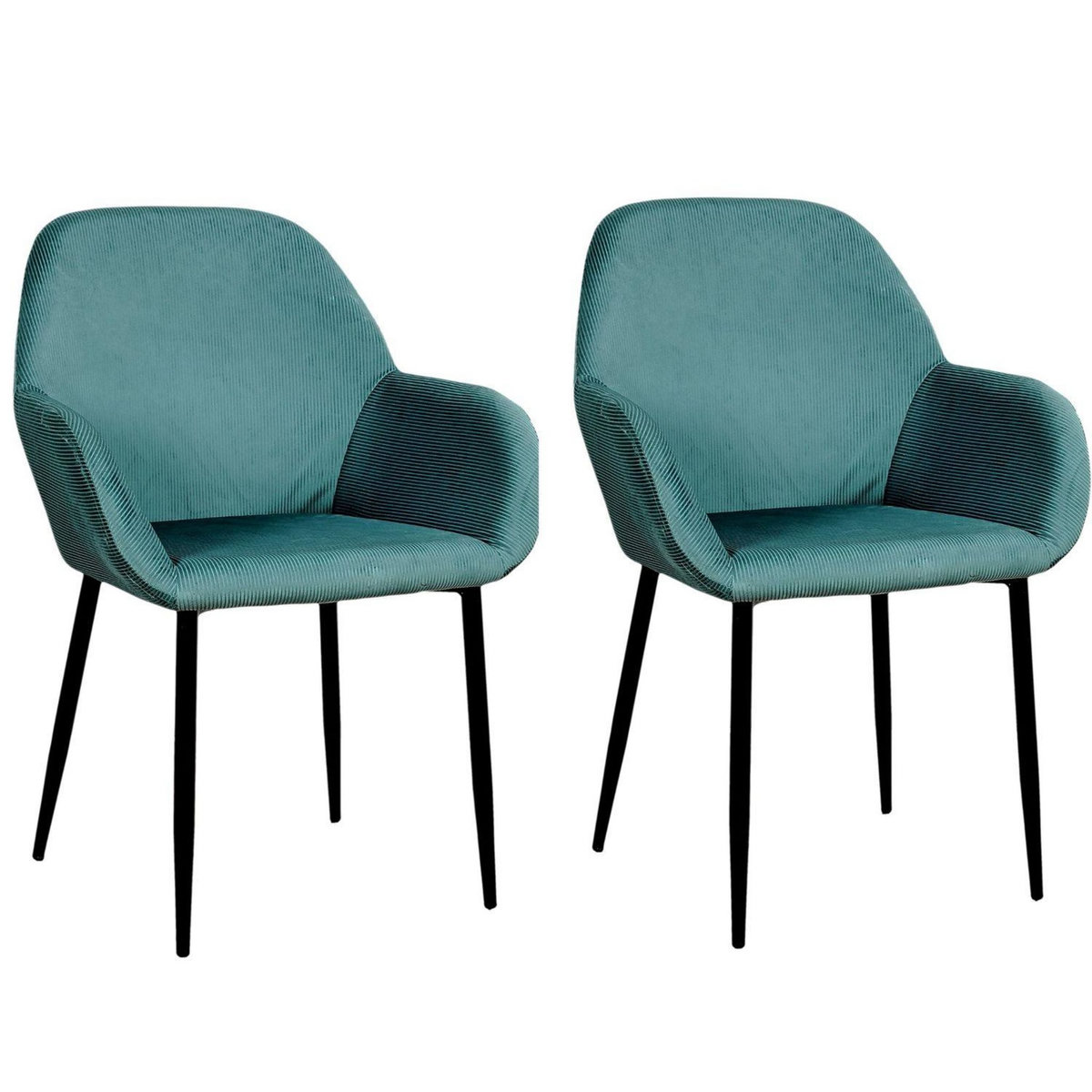 The Home Deco Factory 2 Fauteuils de table design velours Giulia