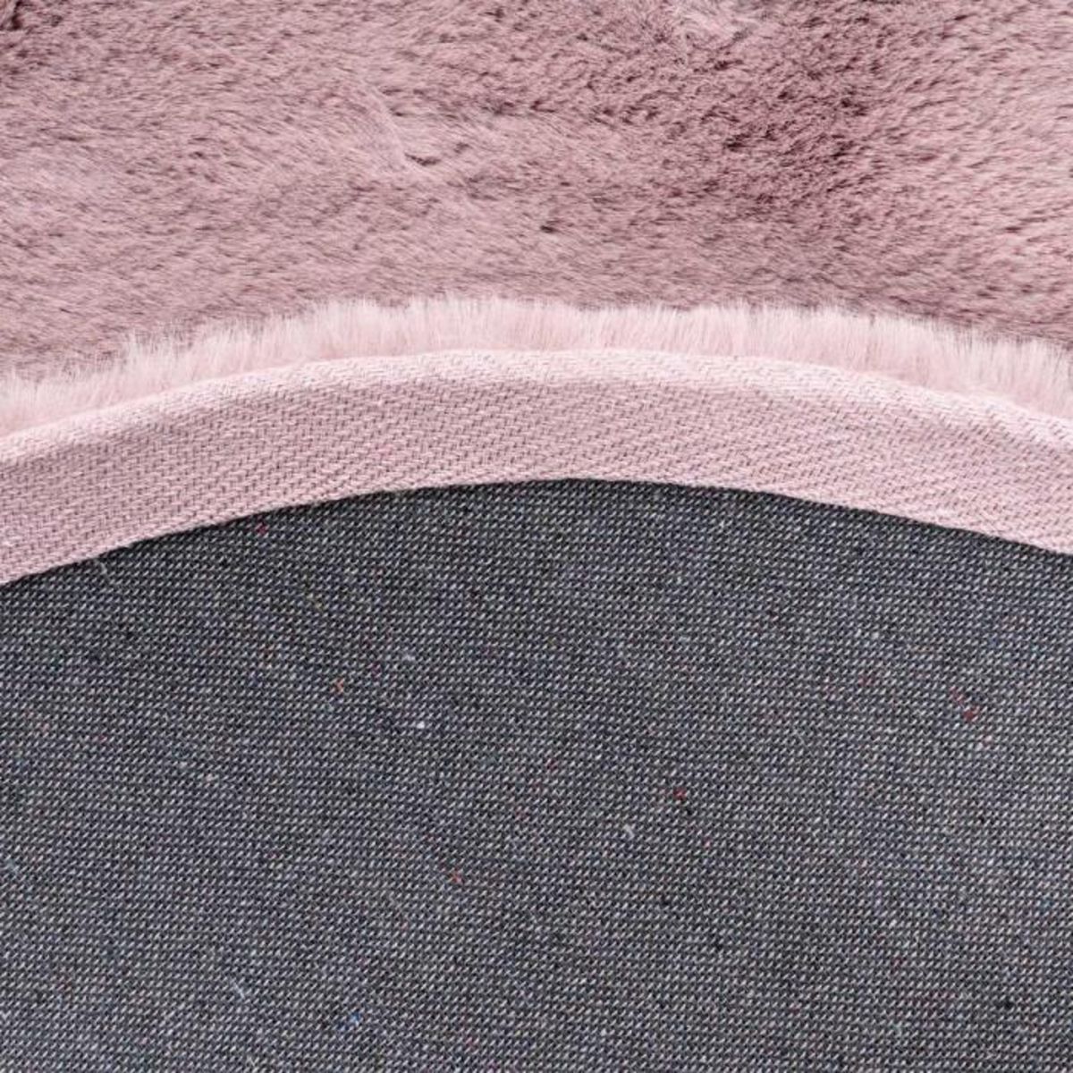 Paris Prix Tapis Uni Rond Doux à Poils Longs  Rabbit  Rose