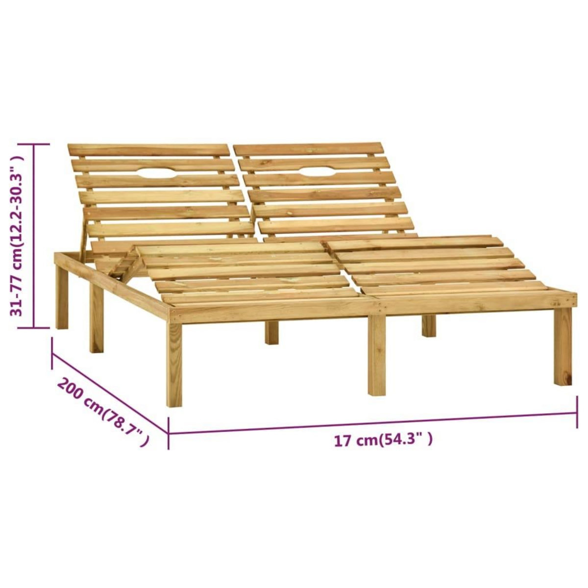 VIDAXL Chaise longue double Bois de pin impregne de vert