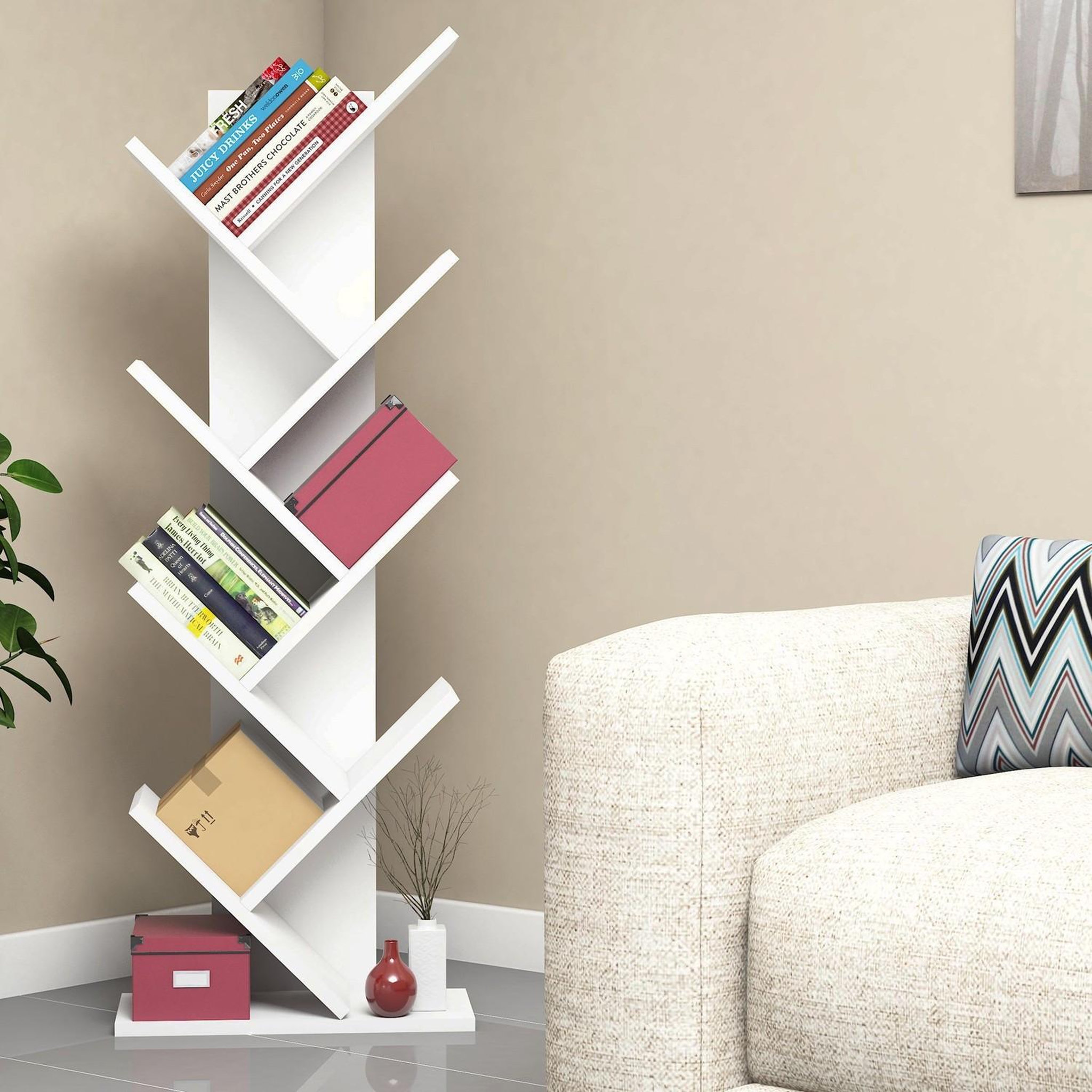Voir la diapositive 3 : Habitat et Jardin Bibliothèque en bois  hitit  - 46 x 22 x 128 cm - blanc