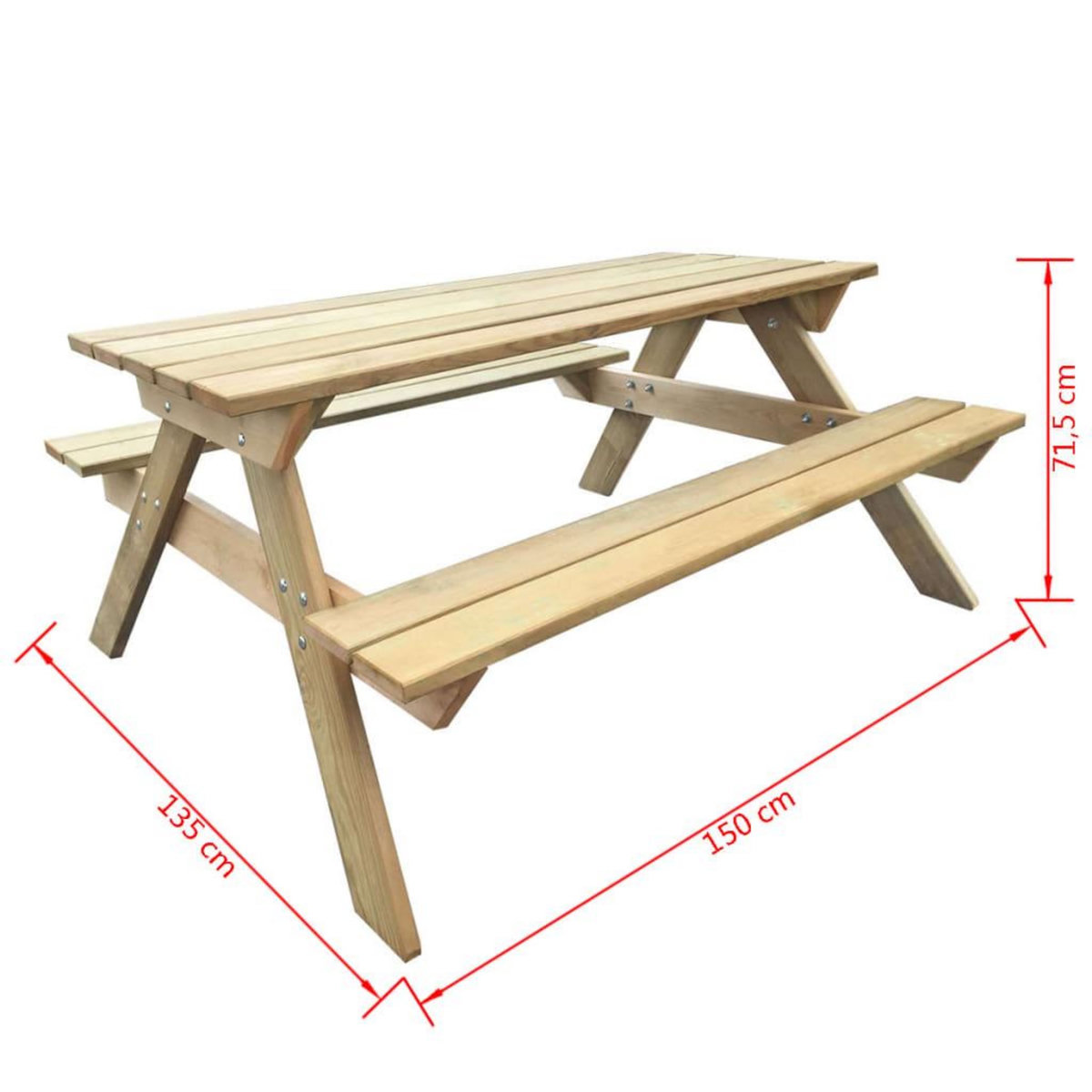 VIDAXL Table de pique-nique 150 x 135 x 71,5 cm Bois