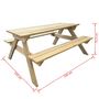 Voir la diapositive 4 : VIDAXL Table de pique-nique 150 x 135 x 71,5 cm Bois