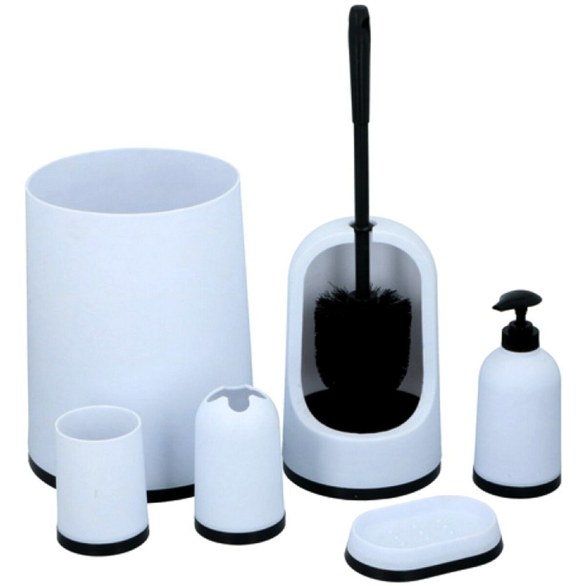 6 accessoires de salle de bain toilette brosse poubelle savon N