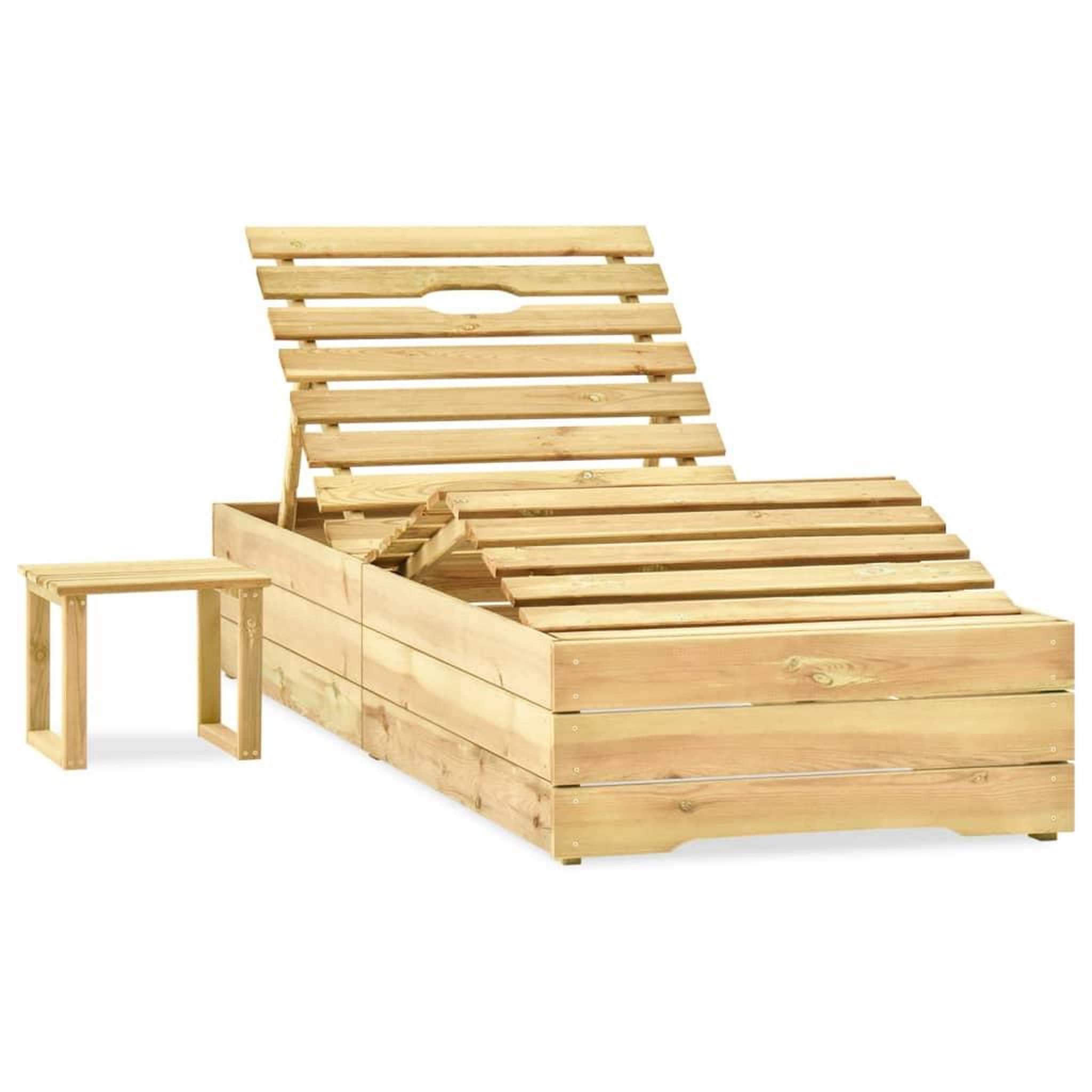 Voir la diapositive 2 : VIDAXL Chaise longue de jardin avec table et coussin Pin impregne