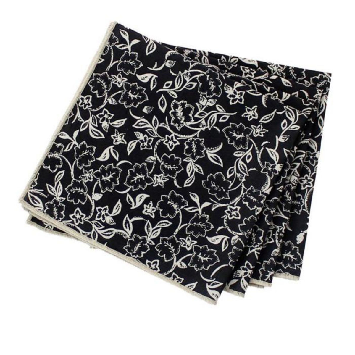 Paris Prix Lot de 4 Serviettes de Table  Linette  40x40 Noir & Écru