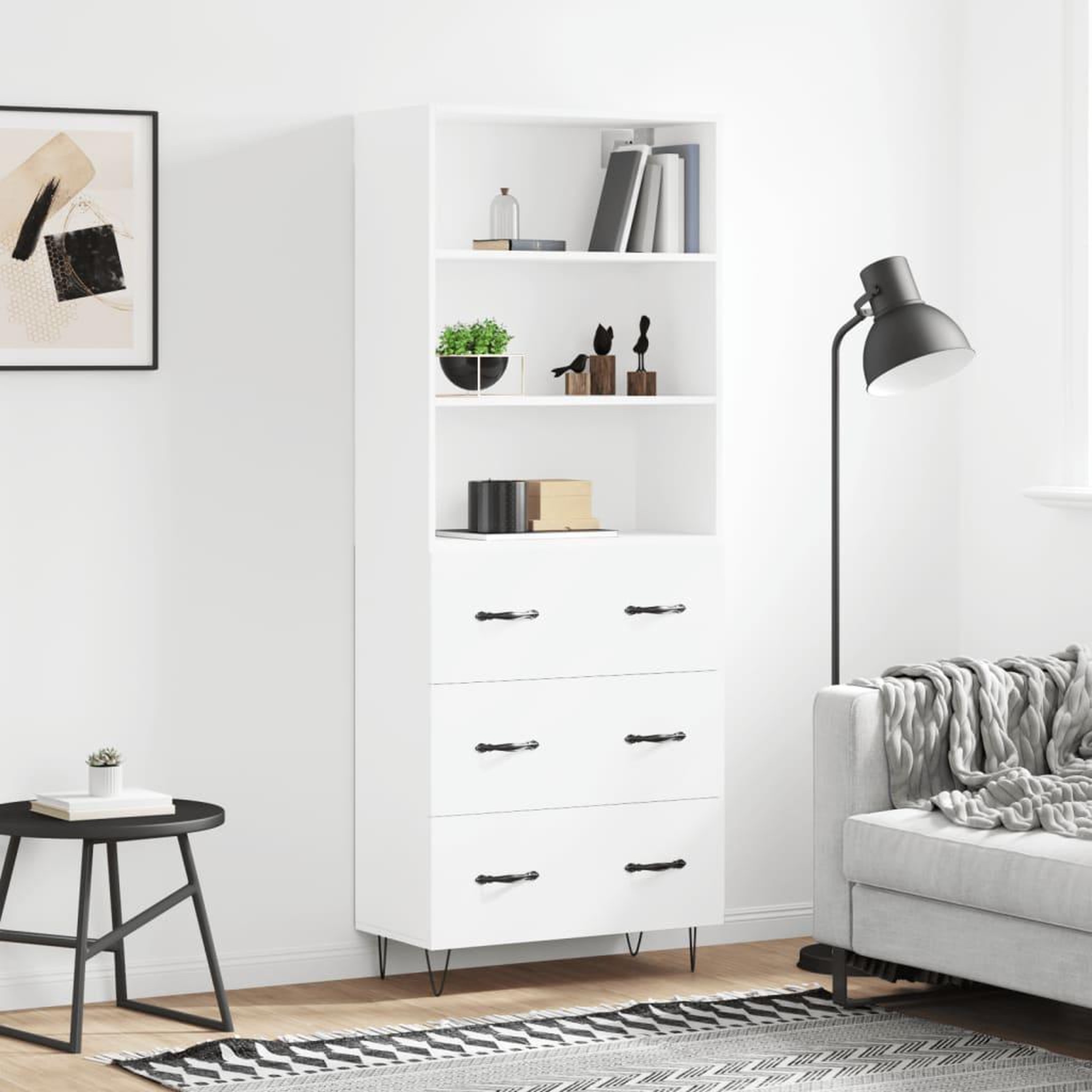 VIDAXL Buffet haut Blanc 69,5x34x180 cm Bois d'ingenierie