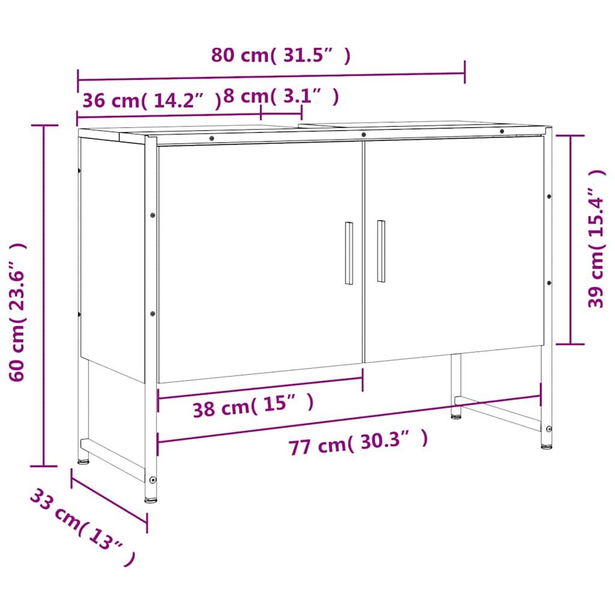 Voir la diapositive 6 : VIDAXL Armoire lavabo de salle de bain chene marron bois d'ingenierie