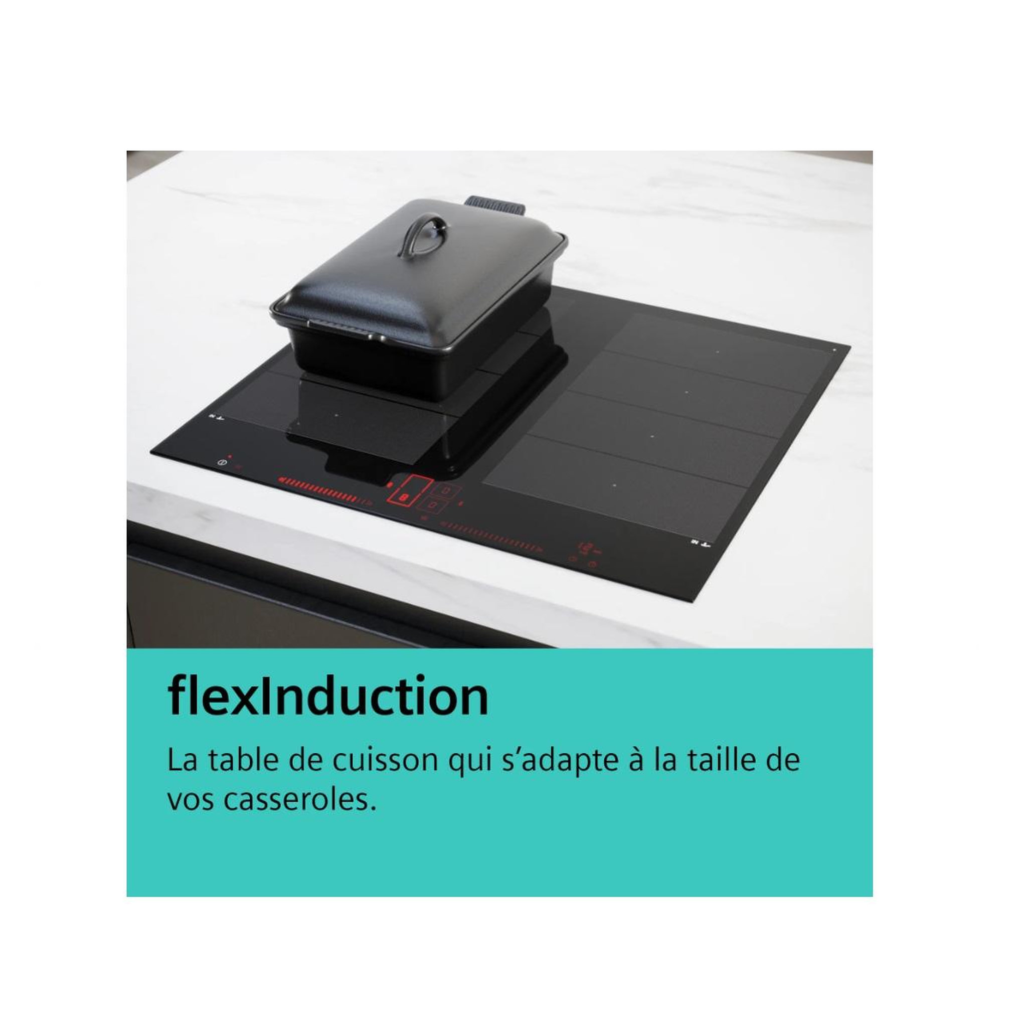 Voir la diapositive 5 : Siemens Table de cuisson à induction  91cm 4feux 7400w noir - EX275HXC1E