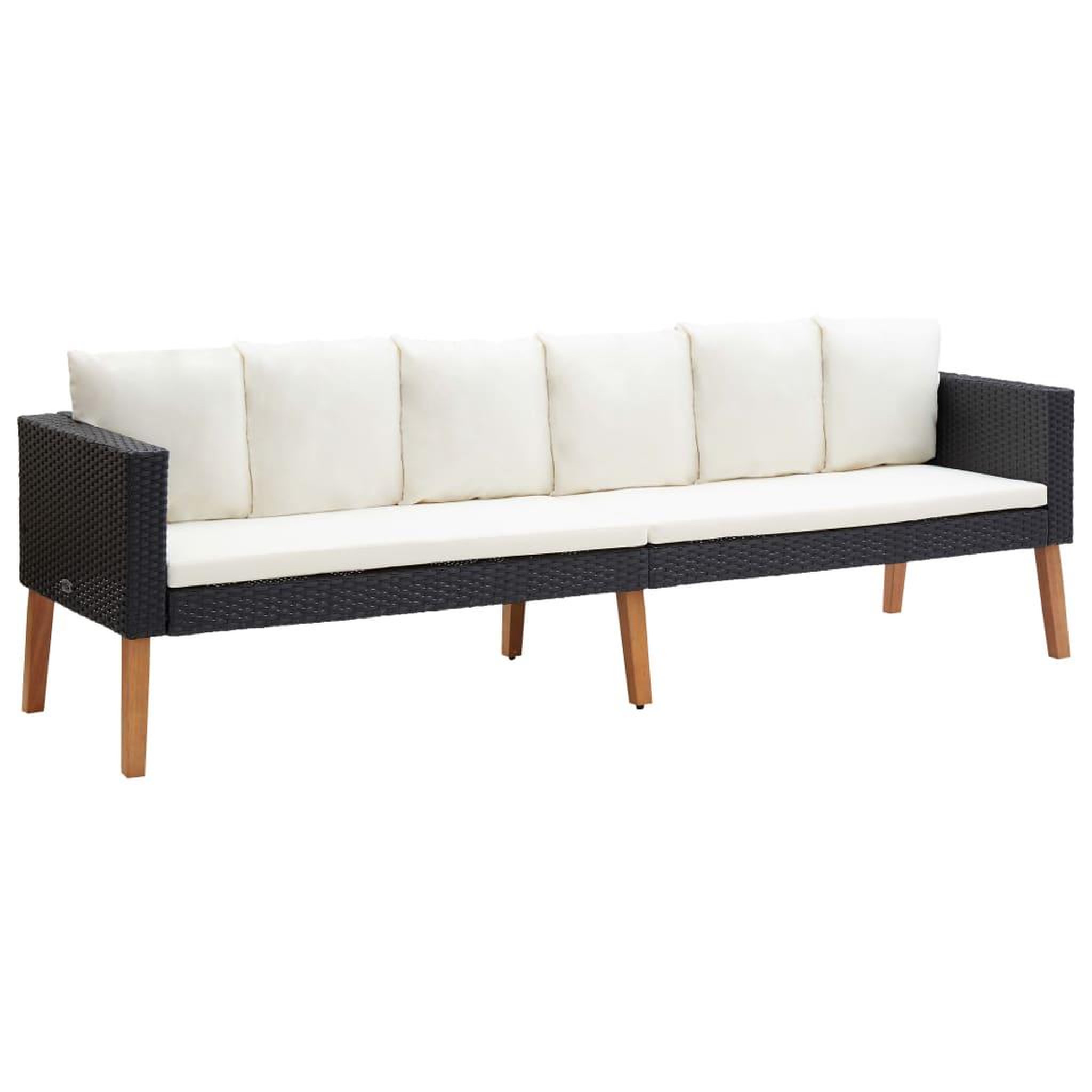 Voir la diapositive 4 : VIDAXL Salon de jardin 4 pcs avec coussins Resine tressee Noir