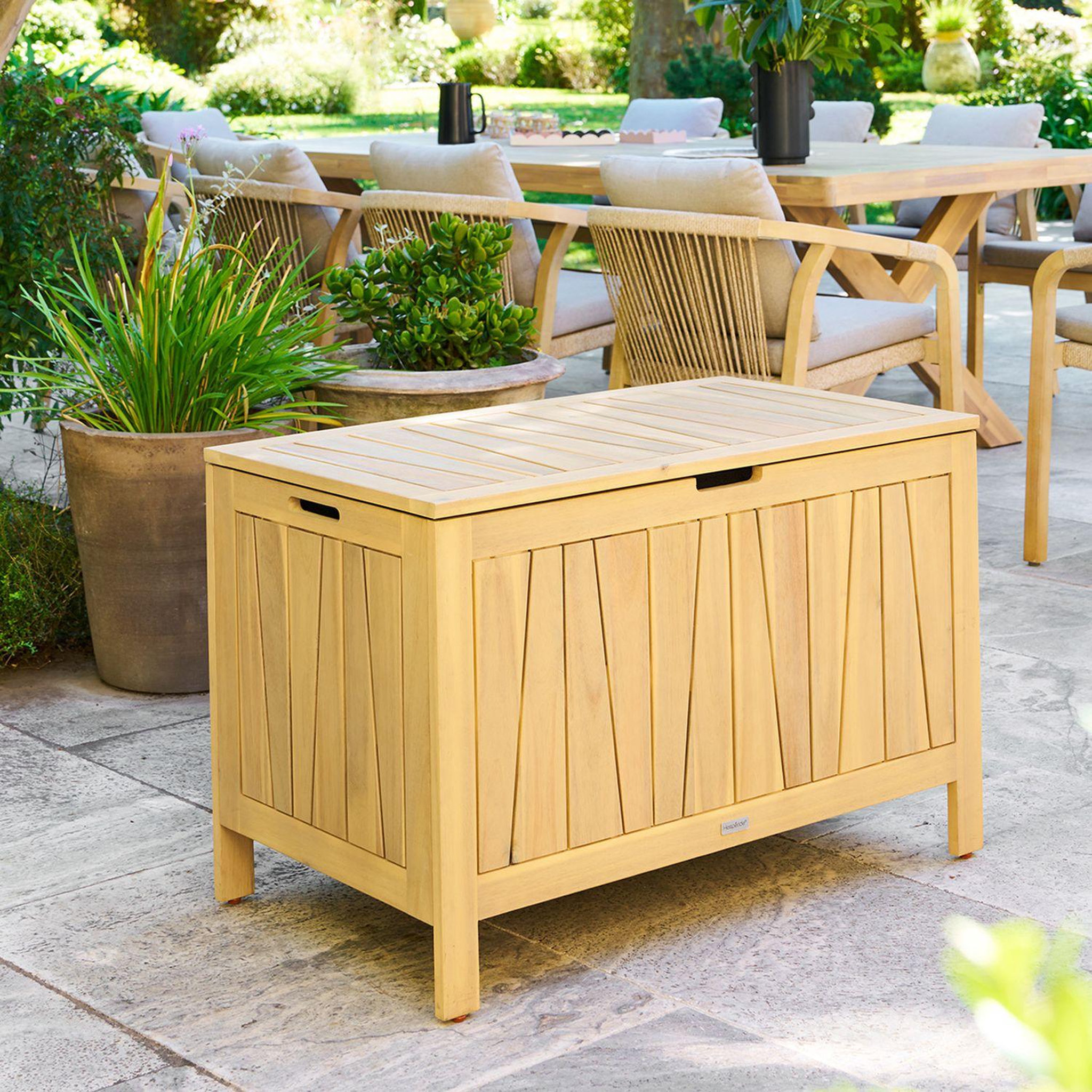 Voir la diapositive 2 : HESPERIDE Coffre rangement de jardin en acacia lodgia - 165 l - marron
