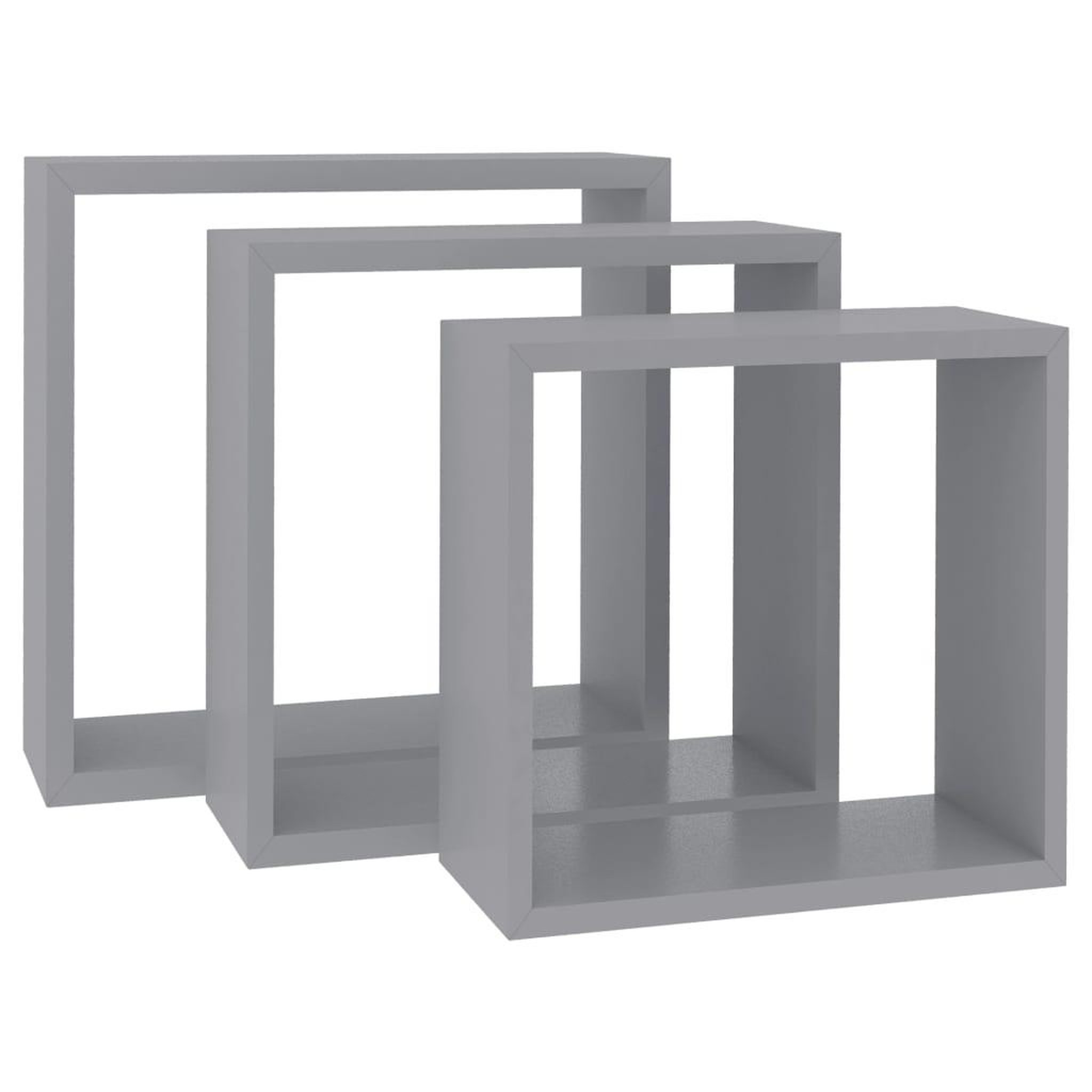 Voir la diapositive 3 : VIDAXL Etageres murales sous forme de cube 3 pcs Gris MDF