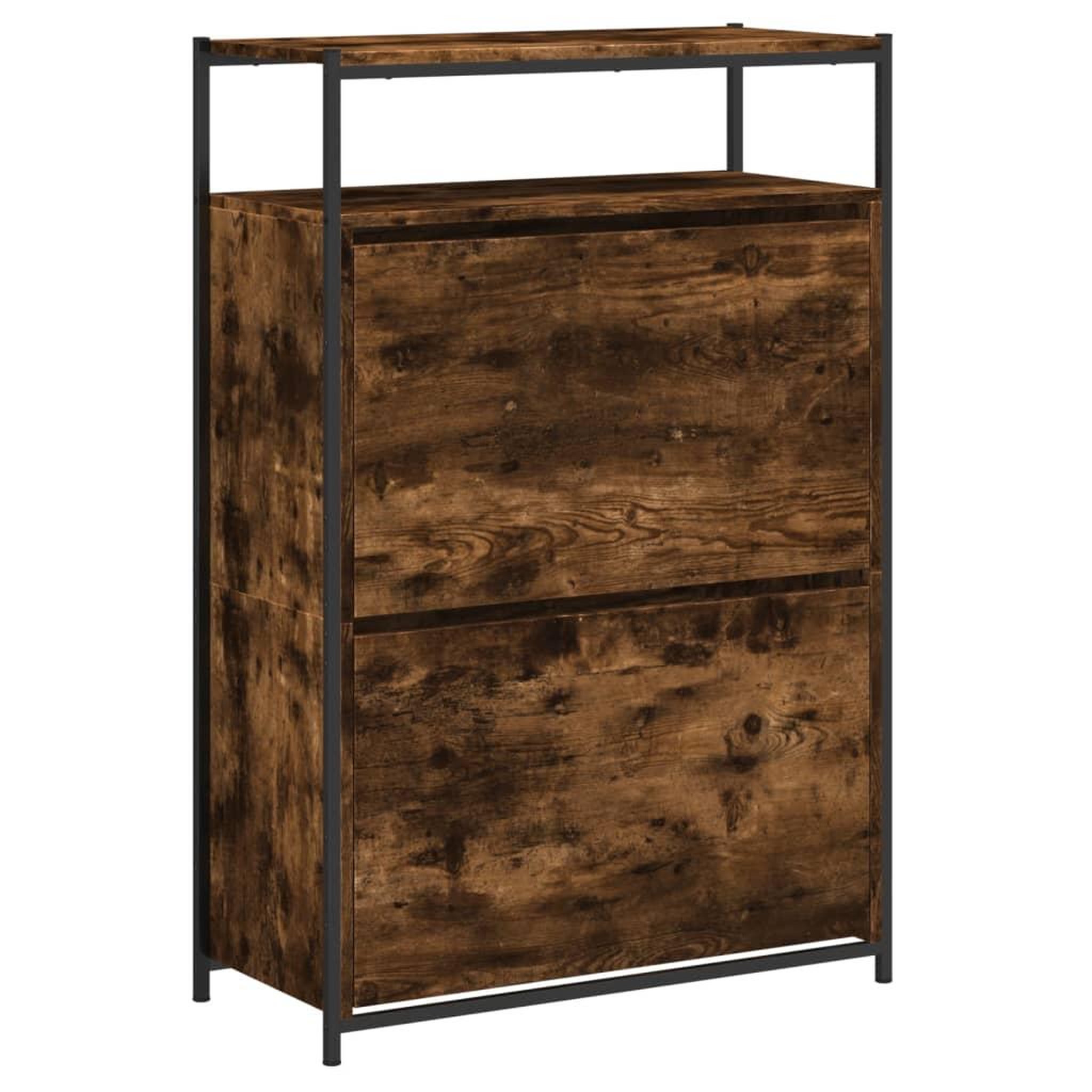 Voir la diapositive 4 : VIDAXL Armoire a chaussures chene fume 75x34x112 cm bois d'ingenierie