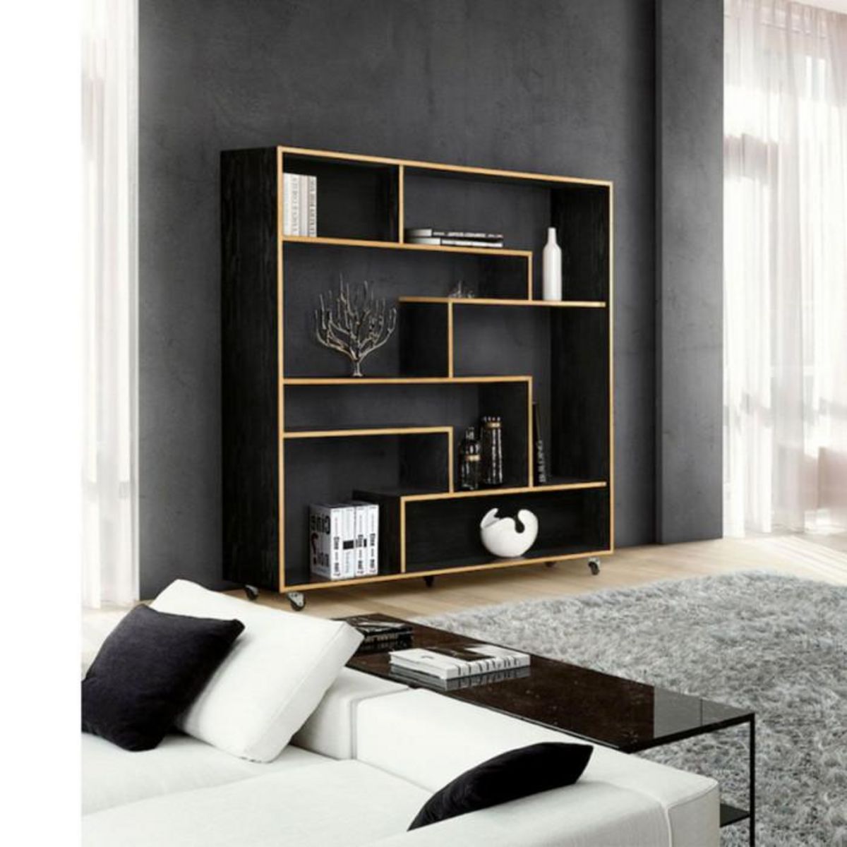 Paris Prix Étagère Bibliothèque Design  Southbury  143cm Chêne & Noir