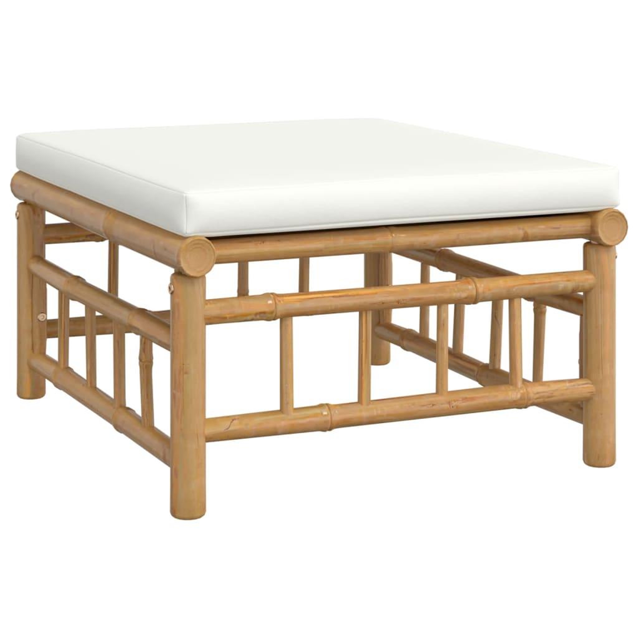 Voir la diapositive 2 : VIDAXL Repose-pieds de jardin avec coussin blanc creme bambou