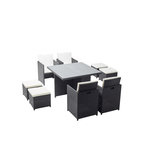 CONCEPT USINE Table et chaises 8 places encastrables en résine noir-blanc MONACO