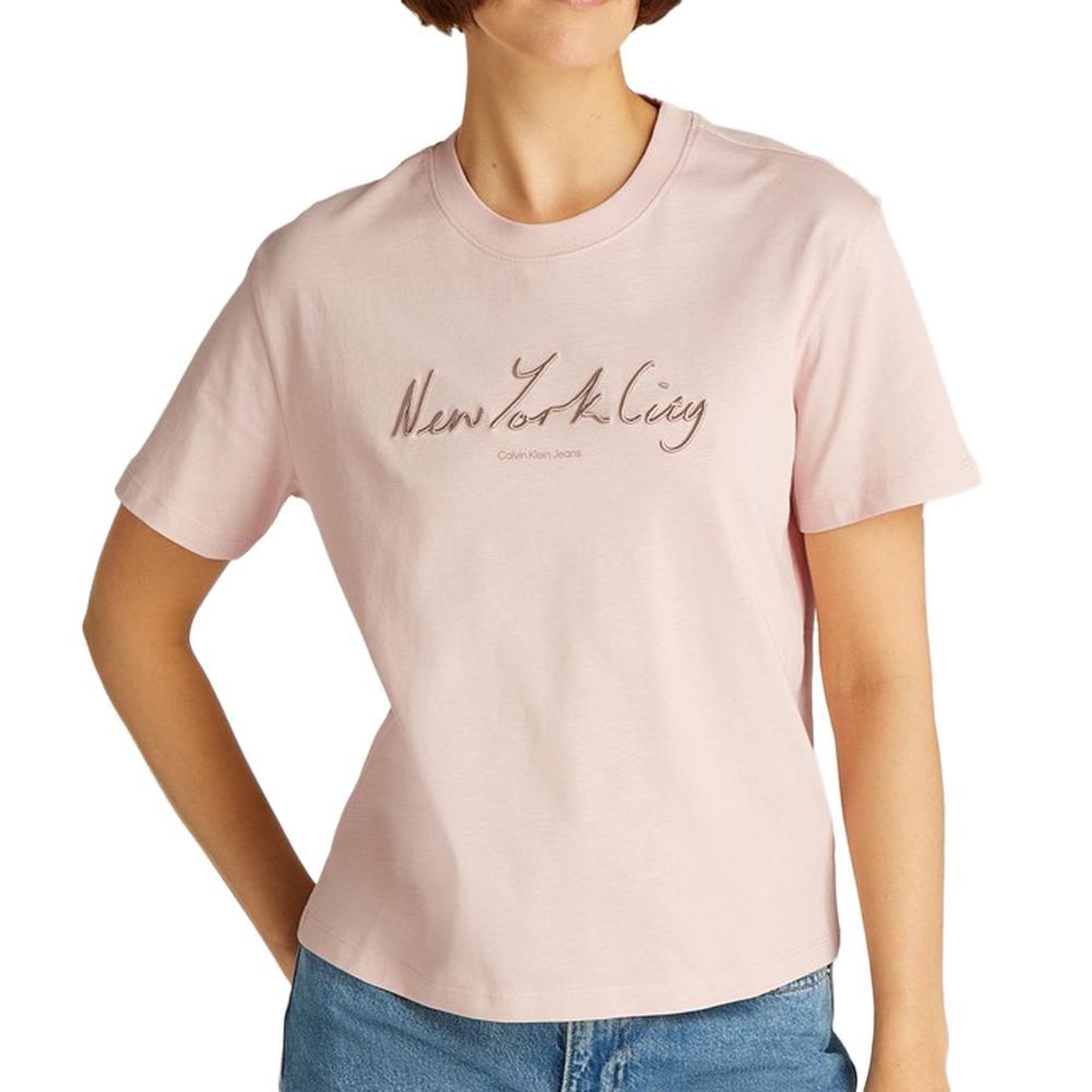 CALVIN KLEIN JEANS T shirt  Femme Calvin Klein Jeans Embroidered09. Coloris disponibles : Rose
