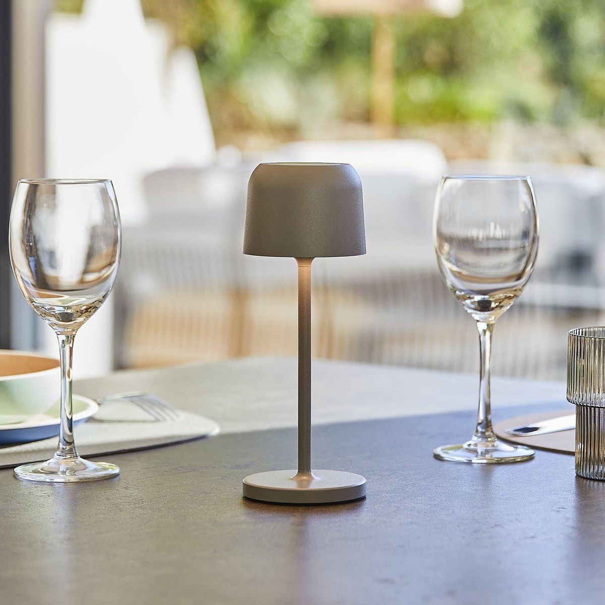 Lumisky Lampe de table sans fil SOPHIA Gris Aluminium H20CM