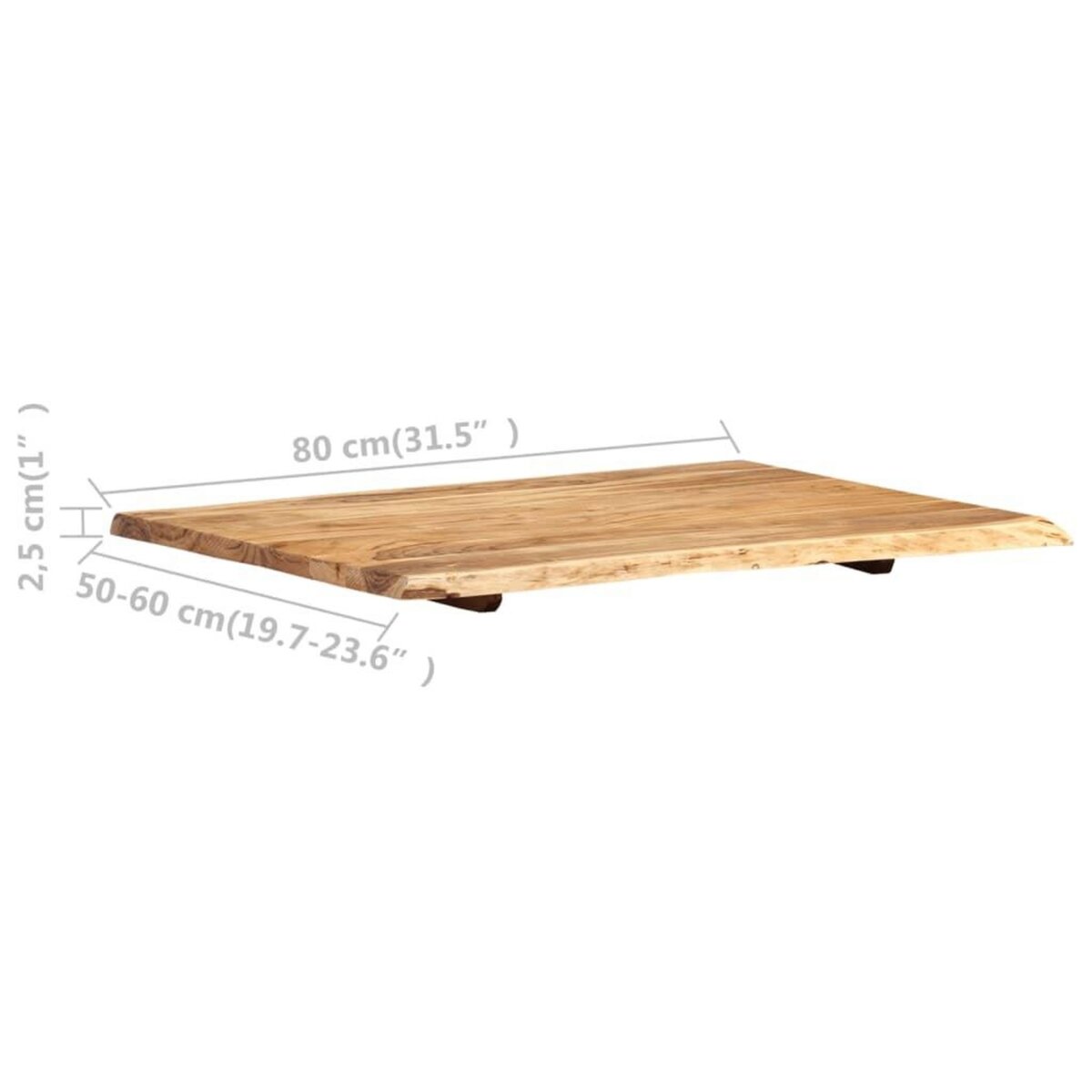 VIDAXL Dessus de table Bois d'acacia massif 80x(50-60)x2,5 cm
