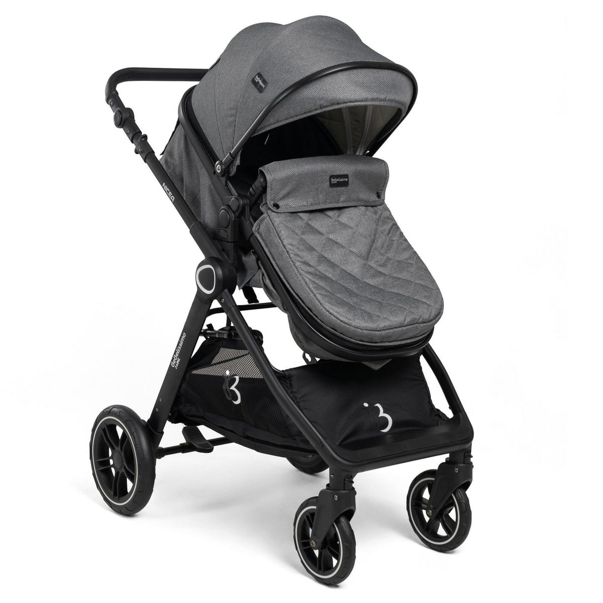 BEBELISSIMO Bebelissimo - Poussette transformable - combinée - convertible - 2 en 1 -poids 0-22kg - Nicea - gris