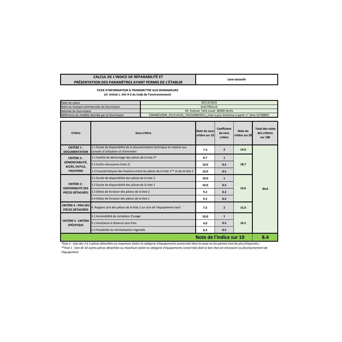 ELECTROLUX Lave-vaisselle 60cm 14 couverts 44db - ESM48310SW