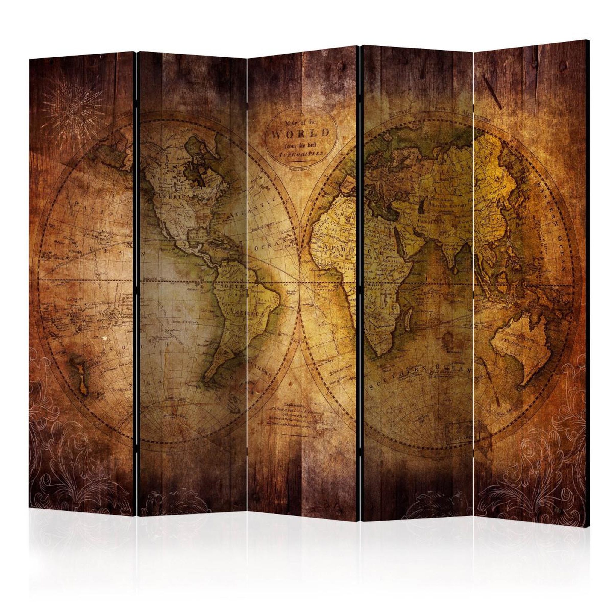 Paris Prix Paravent 5 volets  world on old map  172x225cm