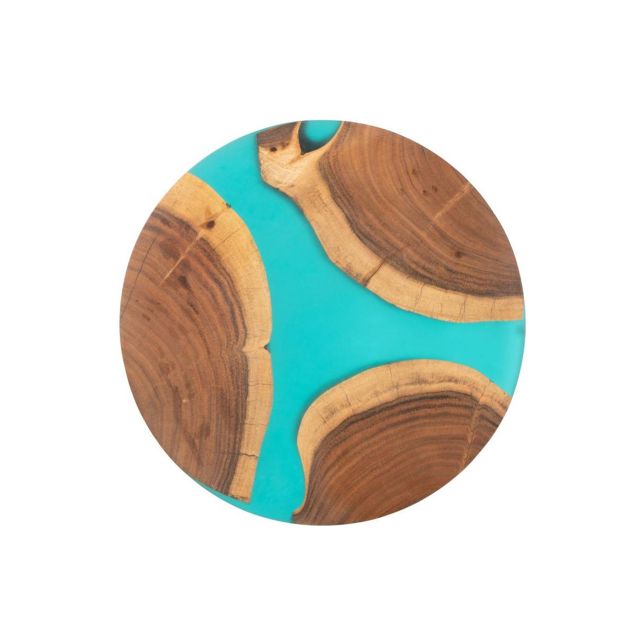 Voir la diapositive 2 : J-LINE Planche à Découper Ronde en Bois  Douglas  41cm Naturel & Bleu