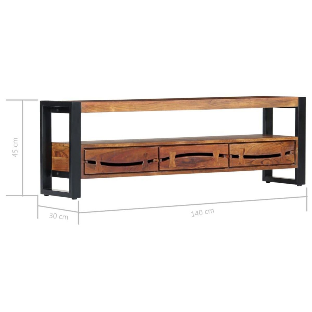 VIDAXL Meuble TV 140x30x45 cm Bois d'acacia massif