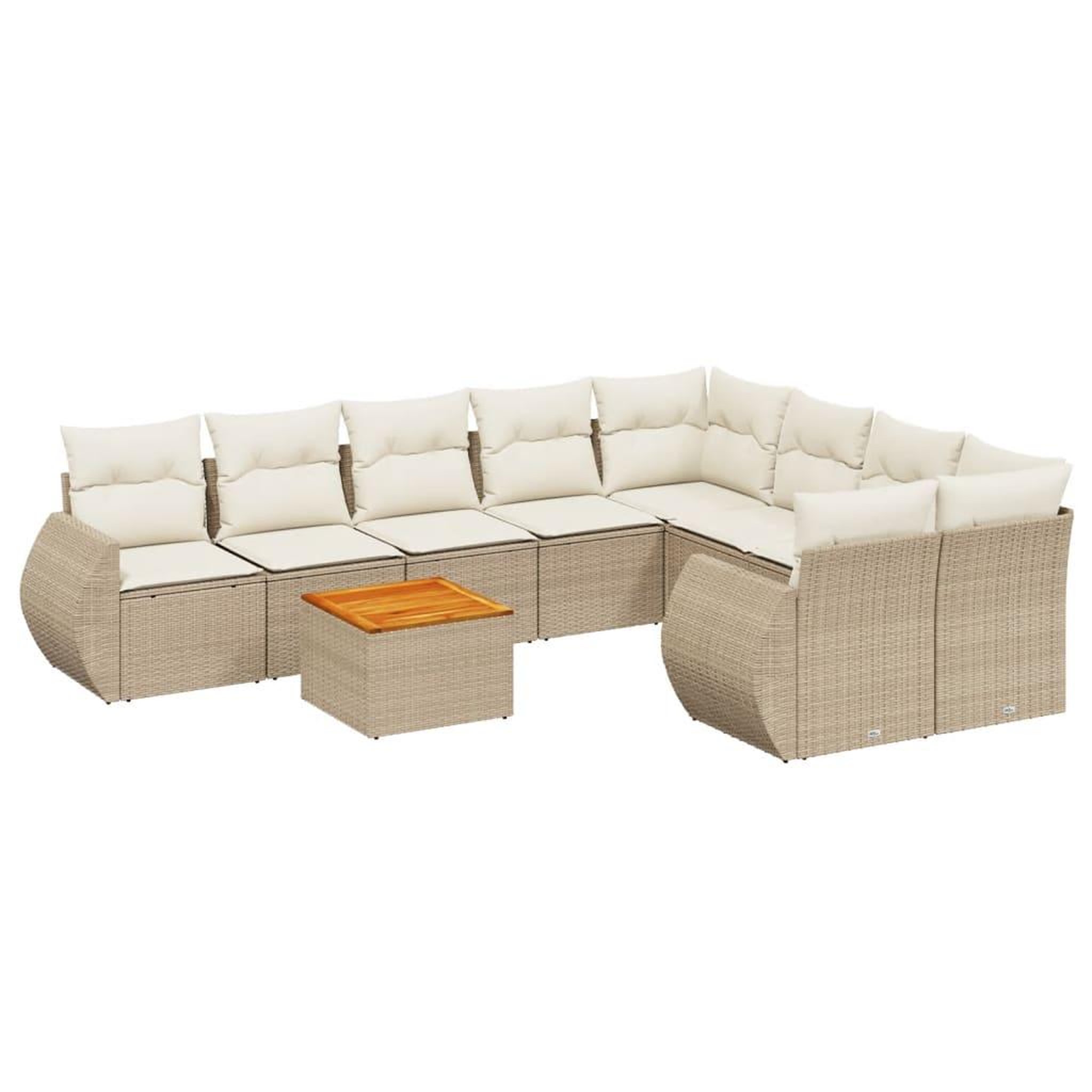 Voir la diapositive 2 : VIDAXL Salon de jardin avec coussins 9 pcs beige resine tressee