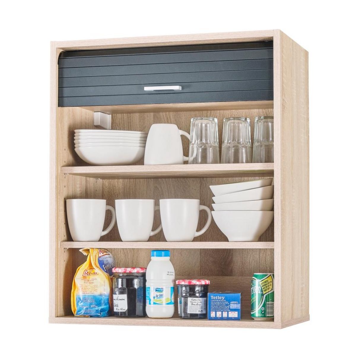 Rangement de cuisine à rideau coloris chêne L60 cm - COOKING