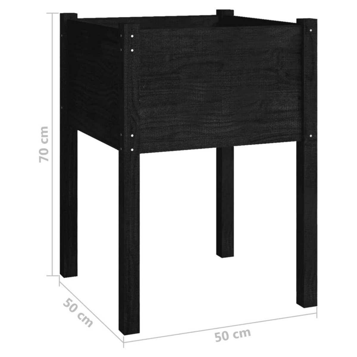 VIDAXL Jardiniere Noir 50x50x70 cm Bois de pin massif