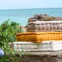 SOLEIL D'OCRE Coussin tapissier en coton 50x50x10 cm PANAMA brun, par Soleil d'Ocre