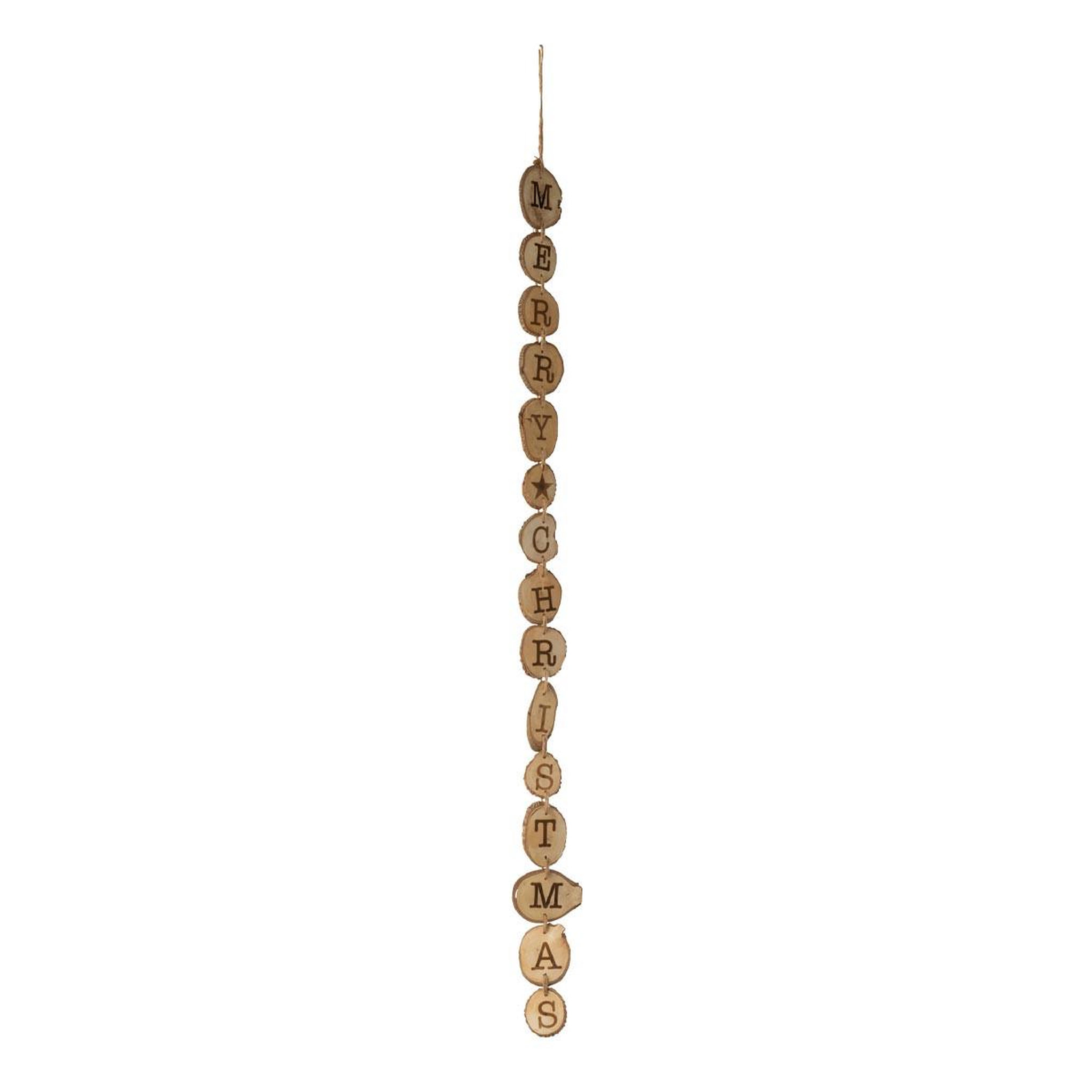 J-LINE Guirlande déco en bois  mery christmas  90cm naturel