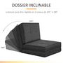 Voir la diapositive 5 : HOMCOM Chauffeuse - matelas d'appoint pliant - fauteuil convertible - inclinaison dossier réglable 5 positions - tissu polyester aspect lin gris