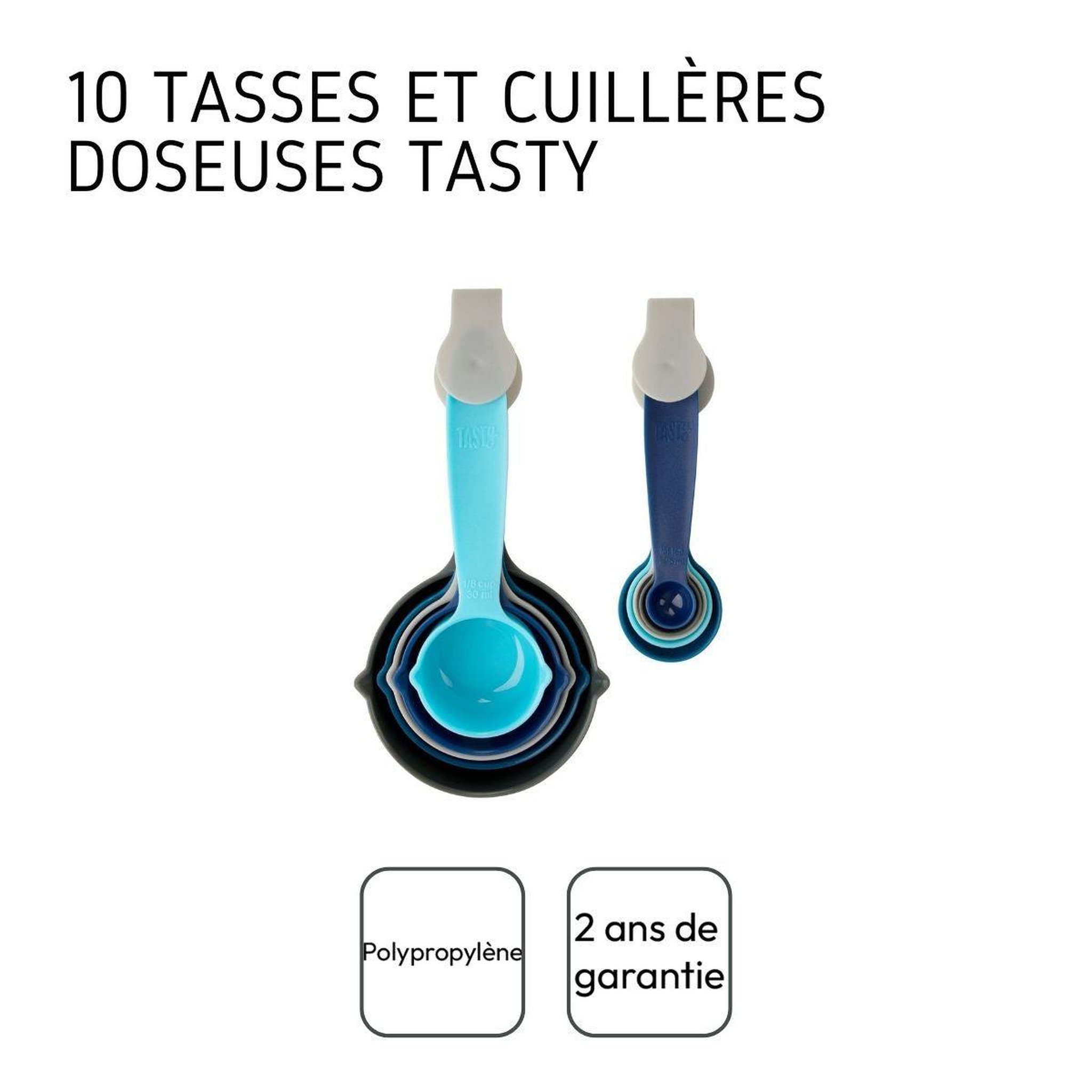 Voir la diapositive 4 : TASTY Lot de 10 tasses et cuillères doseuses tasty core