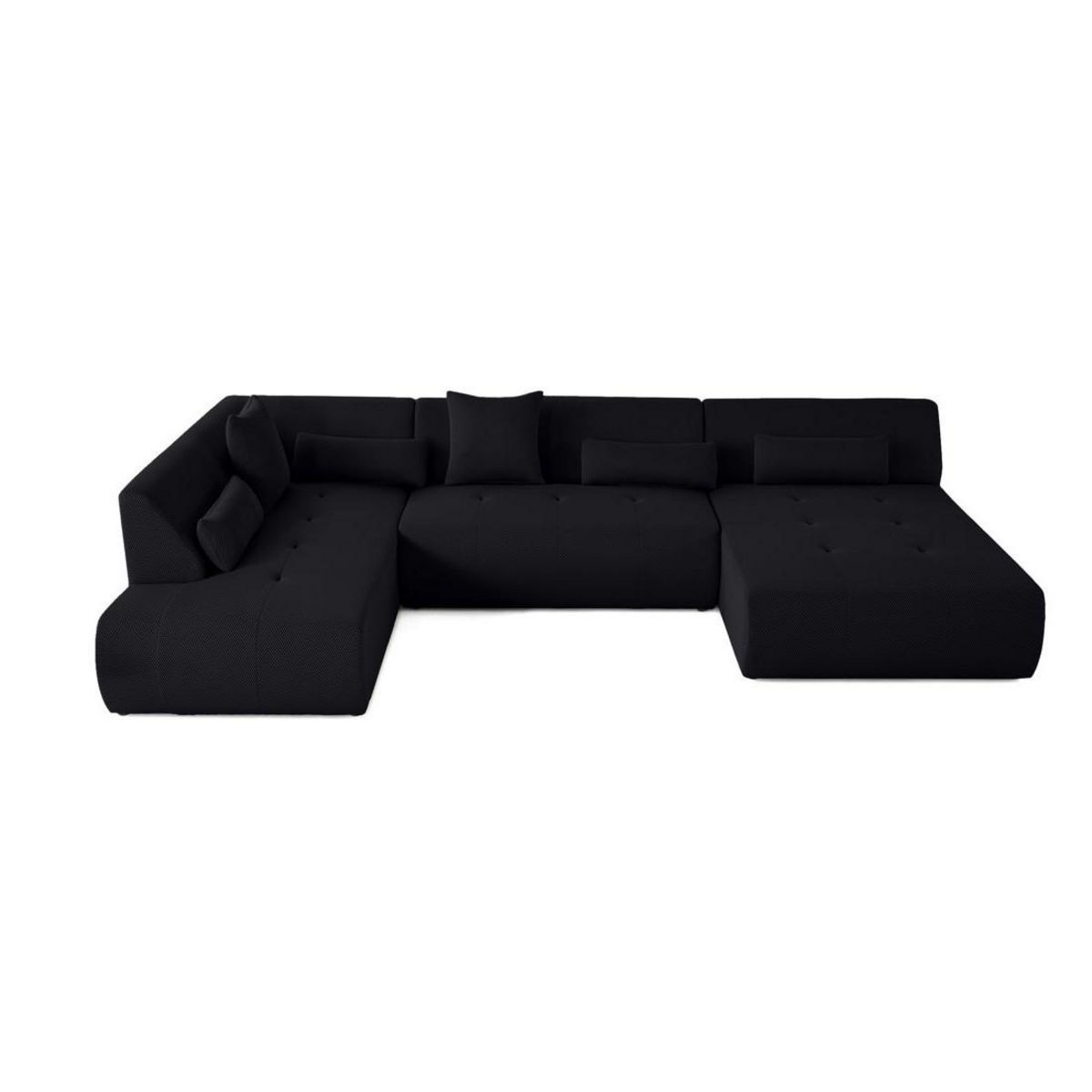 LISA DESIGN Onyx - canapé panoramique d'angle gauche - 7 places - en tissu mailles 3d
