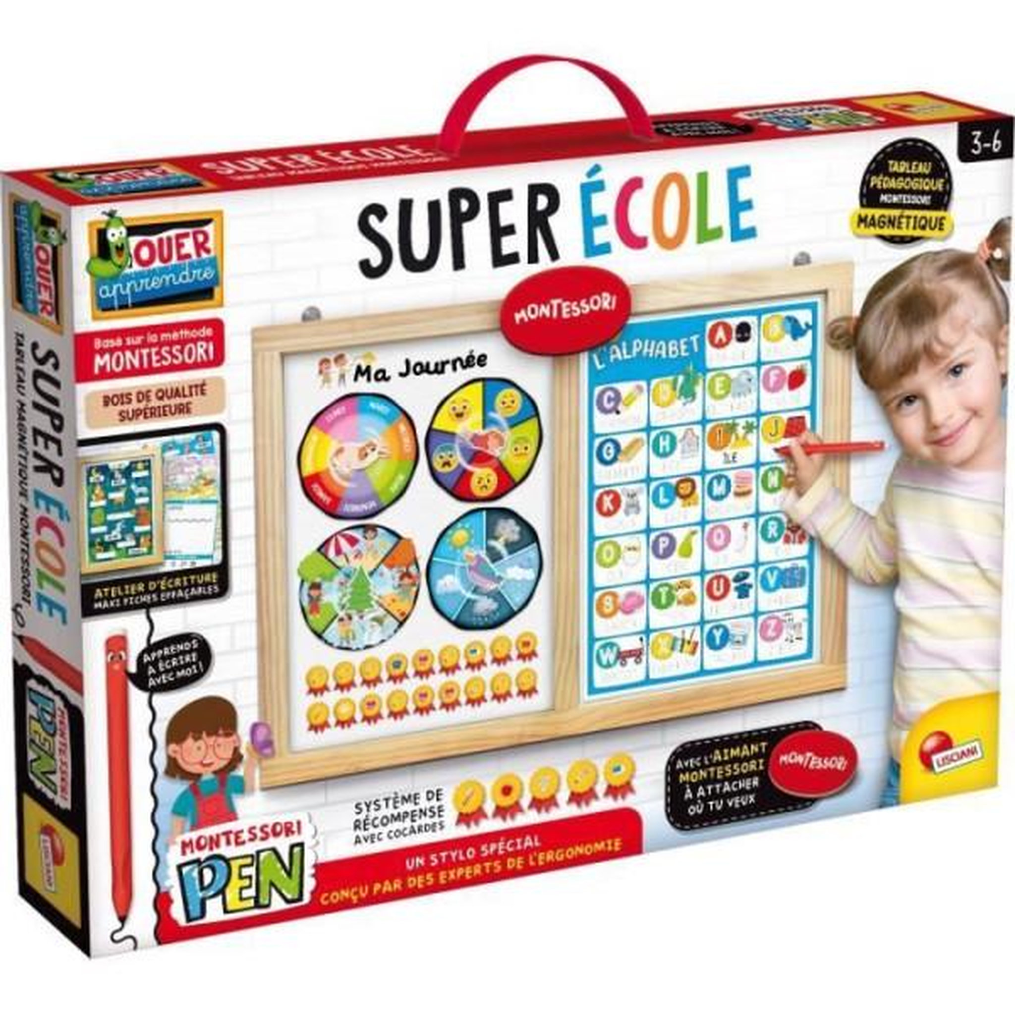 LISCIANI GIOCHI Tableau éducatif - LISCIANI - Montessori Pen - Super école - Activités journalieres - Roue des émotions - Écriture Montesso