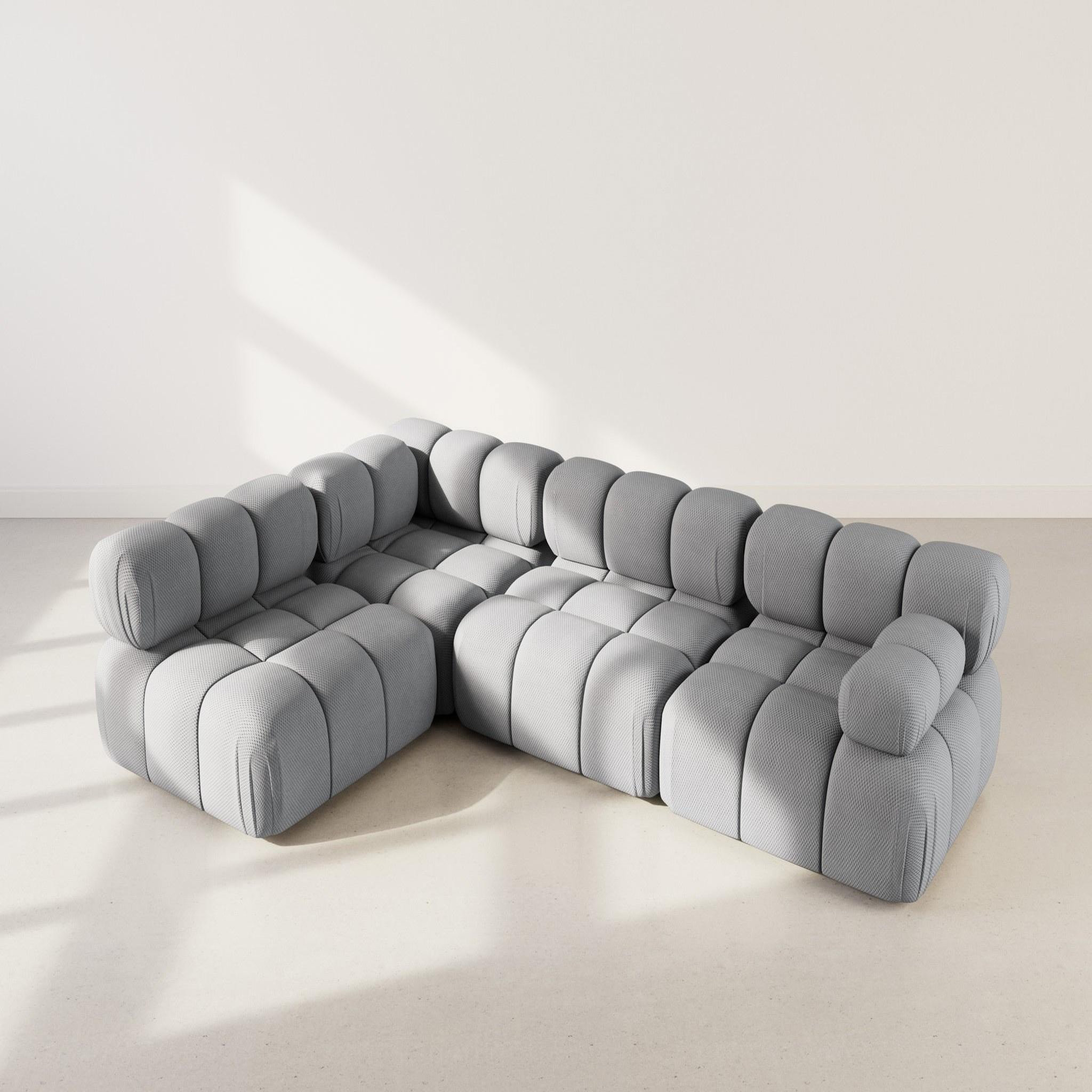 Voir la diapositive 3 : LISA DESIGN Ruby - canapé modulable d'angle gauche 5 places en velours texturé