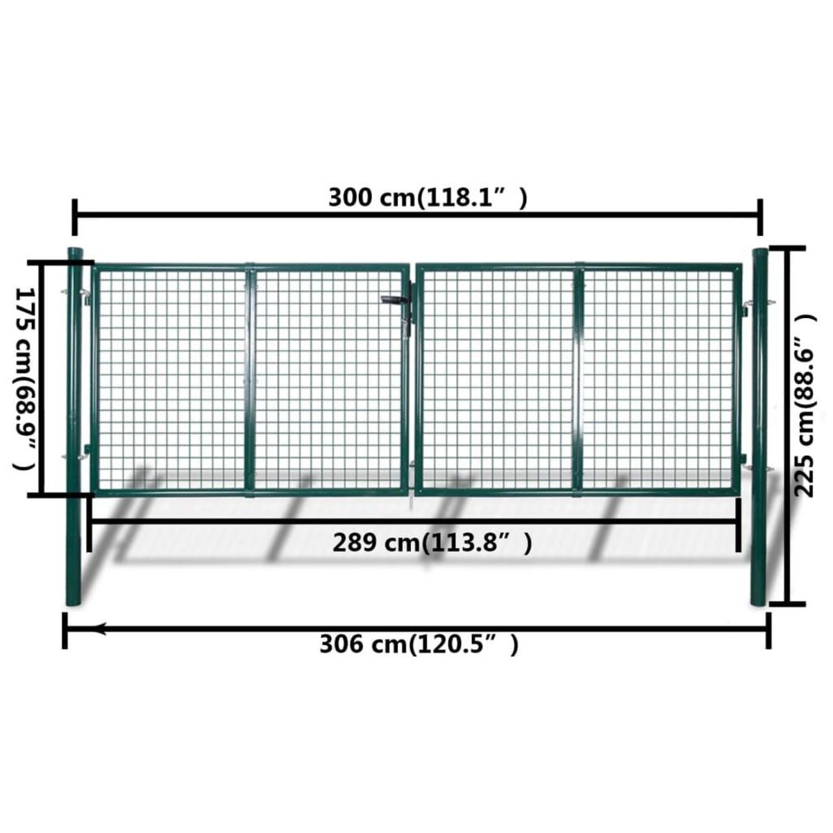 VIDAXL Portail de Cloture en Grillage Galvanisee 289 x 175 cm / 306 x 225 cm