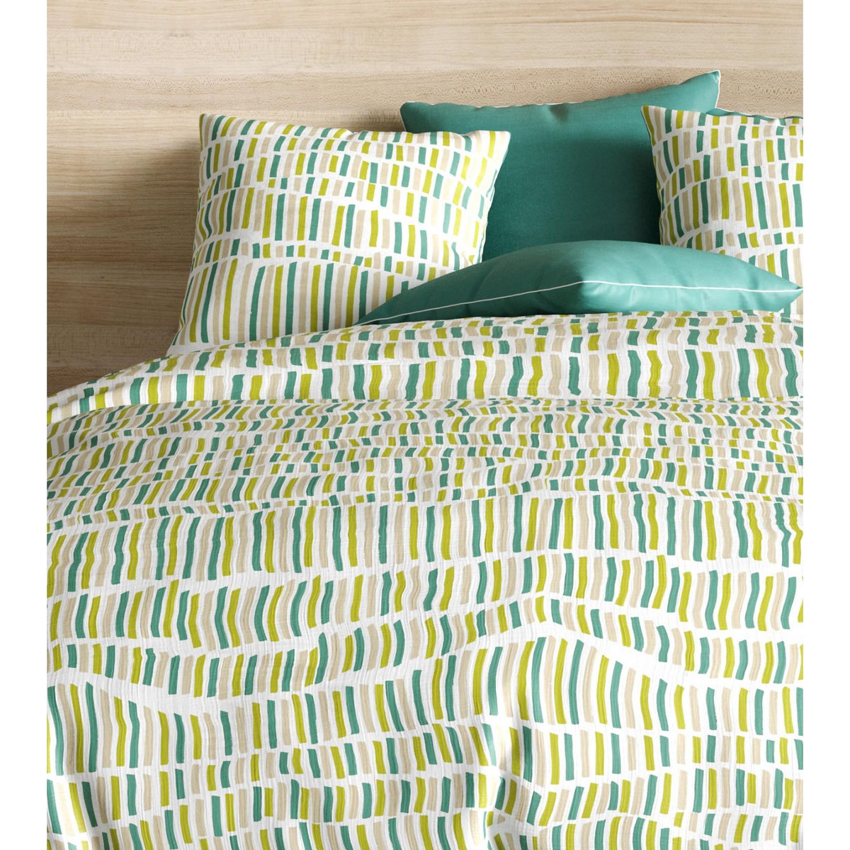 Les Ateliers du Linge Parure de housse de couette 100%coton 57fils flava green