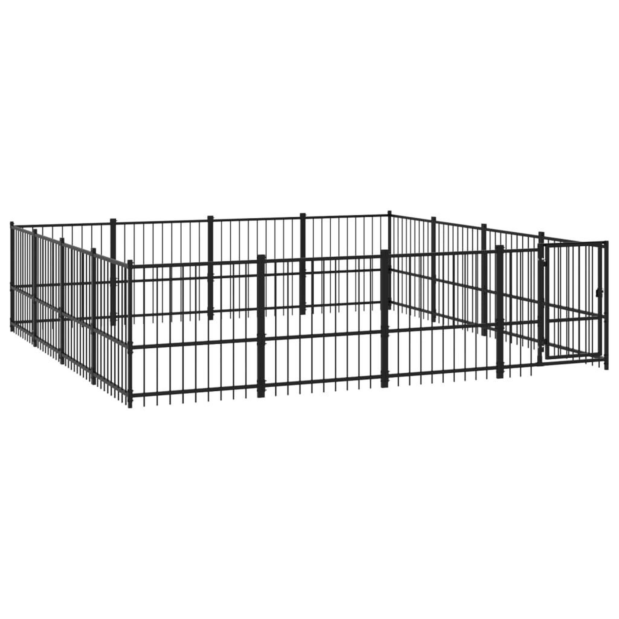 Voir la diapositive 2 : VIDAXL Chenil d'exterieur pour chiens Acier 15,05 m²