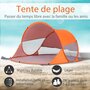 OUTSUNNY Abri de plage tente de plage pliable pop-up automatique instantané protection UV fenêtre arrière grand tapis de sol orange