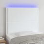 Voir la diapositive 1 : VIDAXL Tete de lit a LED Blanc 80x5x118/128 cm Similicuir