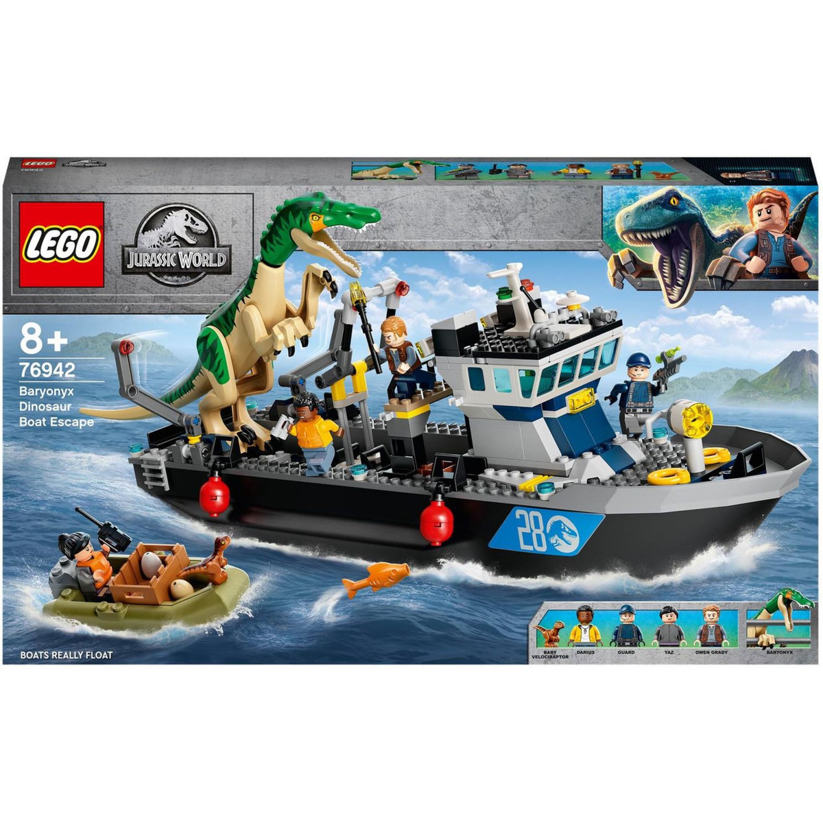 LEGO Jurassic World 76942 L'Évasion en bateau du Baryonyx