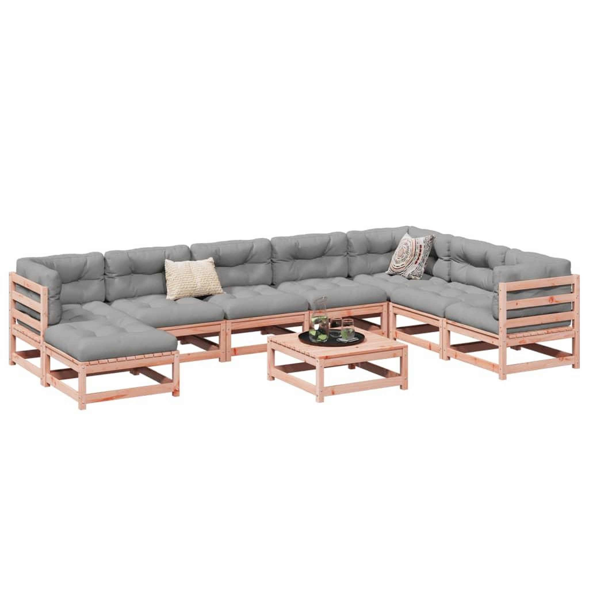 Voir la diapositive 1 : VIDAXL Salon de jardin 9 pcs bois massif sapin de douglas