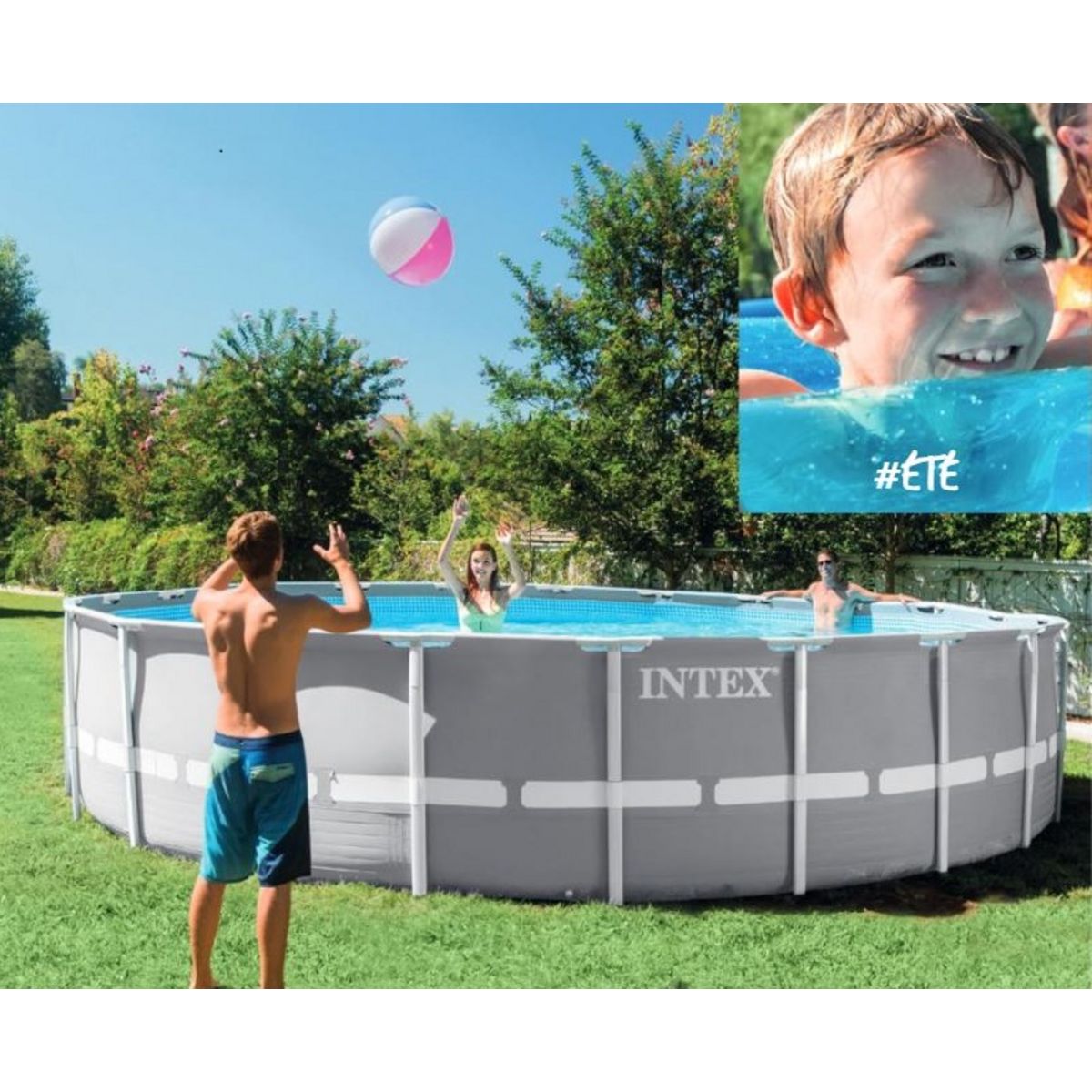 INTEX Piscine tubulaire ronde - 457x107cm - PRISM