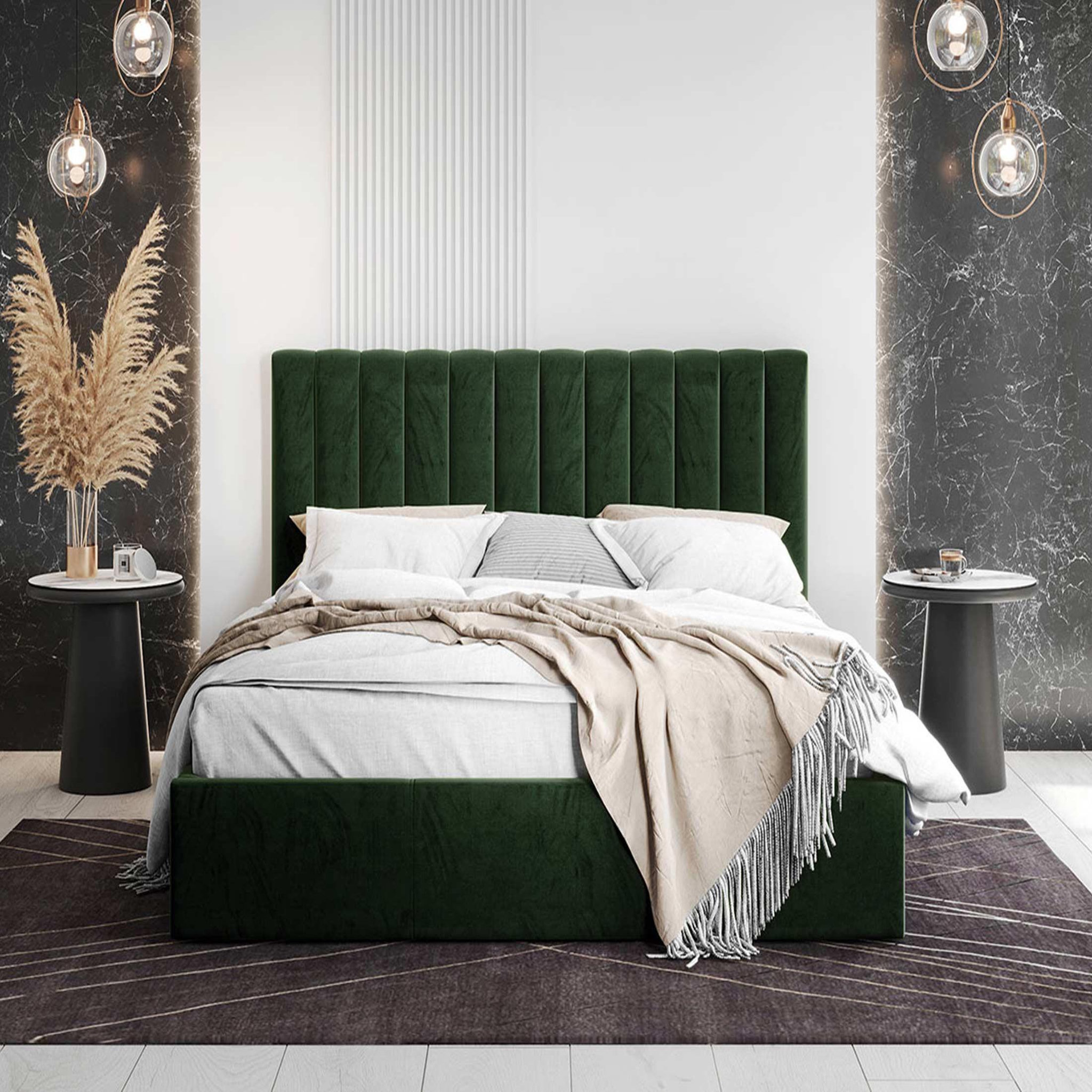 Voir la diapositive 5 : BEST MOBILIER Rosario - lit coffre - 140x200 - sommier inclus - en velours