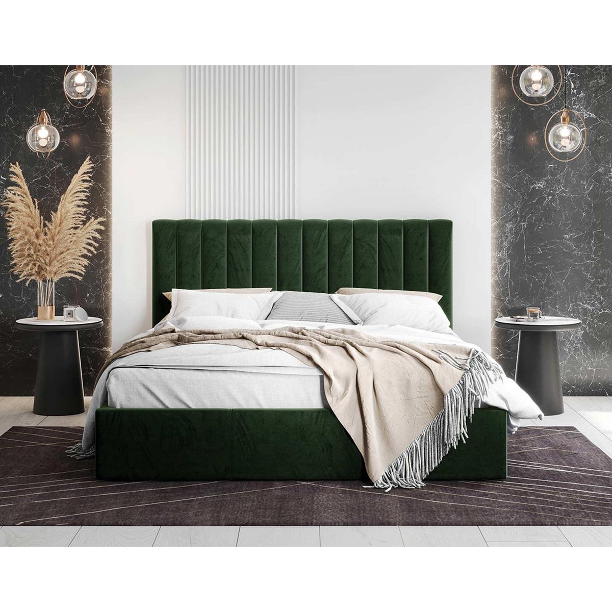 BEST MOBILIER Rosario - lit coffre - 140x200 - sommier inclus - en velours