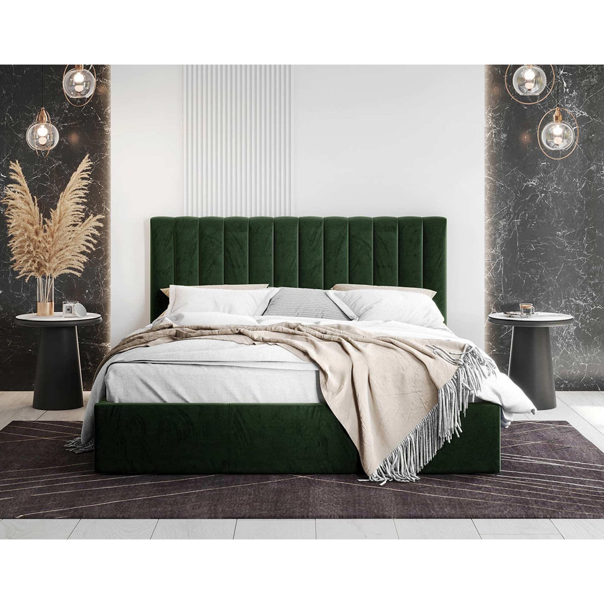 BEST MOBILIER Rosario - lit coffre - 140x200 - sommier inclus - en velours